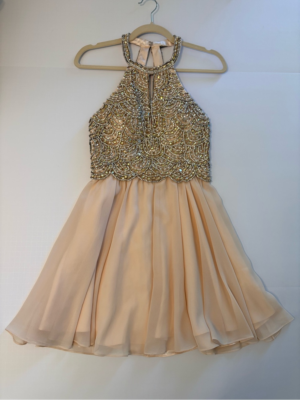Kacey Montoya’s Closet | Lulu's Pale Pink Beaded Skater Dress